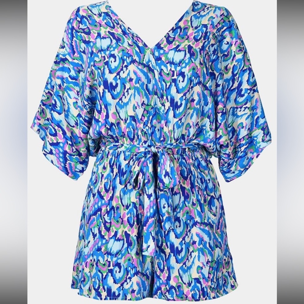 CUPSHE Romper Abstract Blue- XL - Picture 4 of 10